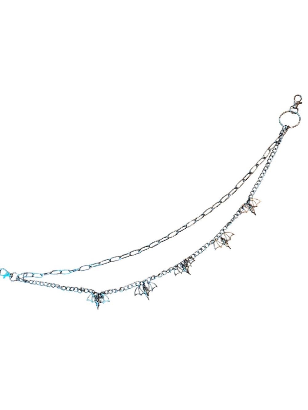 Trouser Chain Purse Jewelry Silver Bat Charms 21”